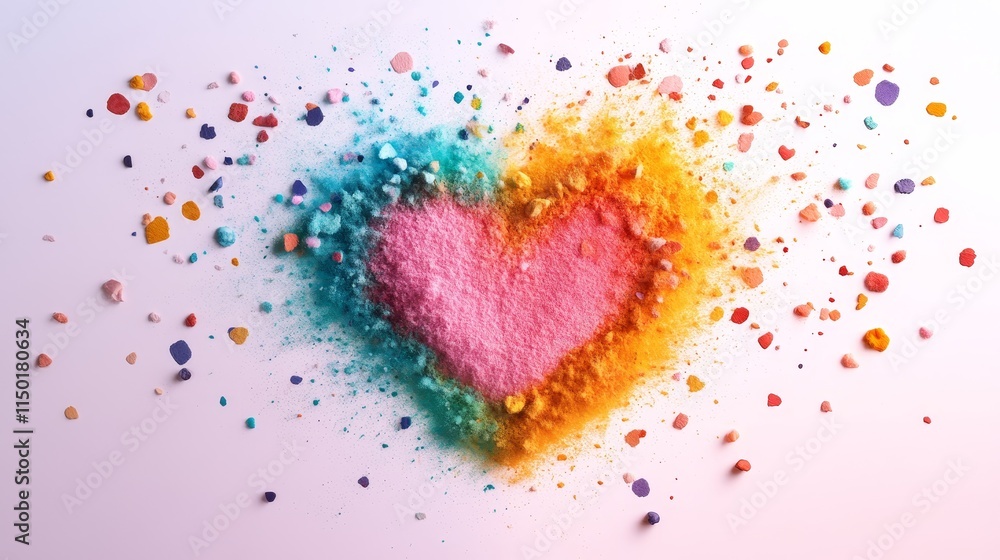 Colorful Heart Burst - Love, passion, joy, unity, celebration. A pink heart explodes in teal and orange hues. Colorful Heart Burst - Love, passion, joy, unity, celebration. A pink heart explodes in teal and orange hues.