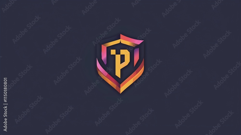 Abstract Logo Design:  A vibrant, modern logo featuring a stylized letter 'P' within a shield-like emblem. The design incorporates a gradient color scheme, creating a dynamic and eye-catching visual.