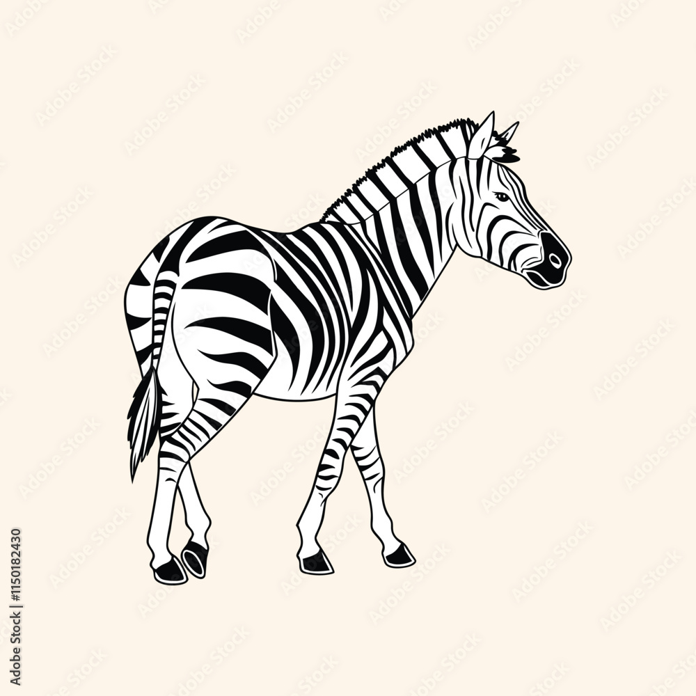 Fototapeta premium Abstract illustration featuring two monochrome zebra silhouettes vector