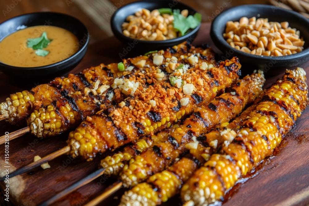 Delicious Grilled Corn Skewers with Peanut Sauce Delicious Grilled Corn Skewers with Peanut Sauce
