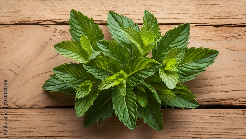 Title: A Cluster of Fresh Vibrant Mint Leaves
Title: A Cluster of Fresh Vibrant Mint Leaves