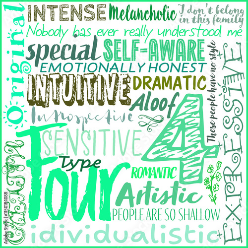 Obraz na płótnie Enneagram Type 4 graphic using descriptive type words w salonie