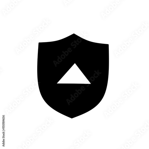 Vector solid icons defense shield. Protective symbol, safety and security of home, plants, mail from viruses and different troubles. Medieval shield and sword, coat of arms. Silhouette black set
