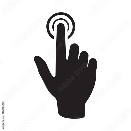 Hand Touching Screen Silhouette Icon Illustration