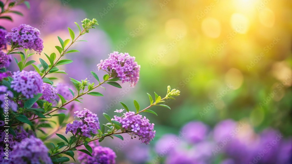 Vibrant purple blossoms bathed in warm sunlight, a breathtaking floral scene of nature's beauty Vibrant purple blossoms bathed in warm sunlight, a breathtaking floral scene of nature's beauty