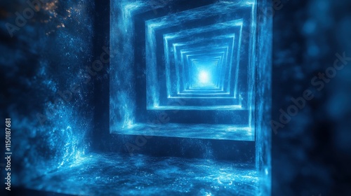 illustration of abstract tunnel with squar photo