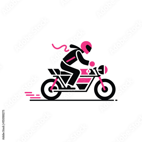 Road Lady Biker Black Icon On White Background. Road Biker Silhouette, Mountain Bike Racing Vector Silhouette Isolated On White Background.