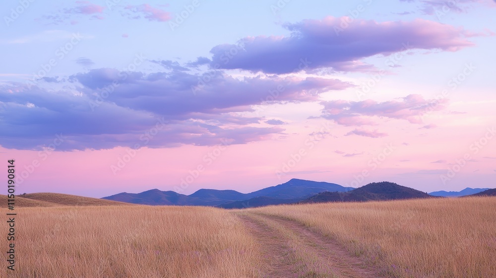 A serene landscape featuring rolling hills, a dirt path, and a colorful sky at dusk, evoking peace and tranquility in nature. A serene landscape featuring rolling hills, a dirt path, and a colorful sky at dusk, evoking peace and tranquility in nature.