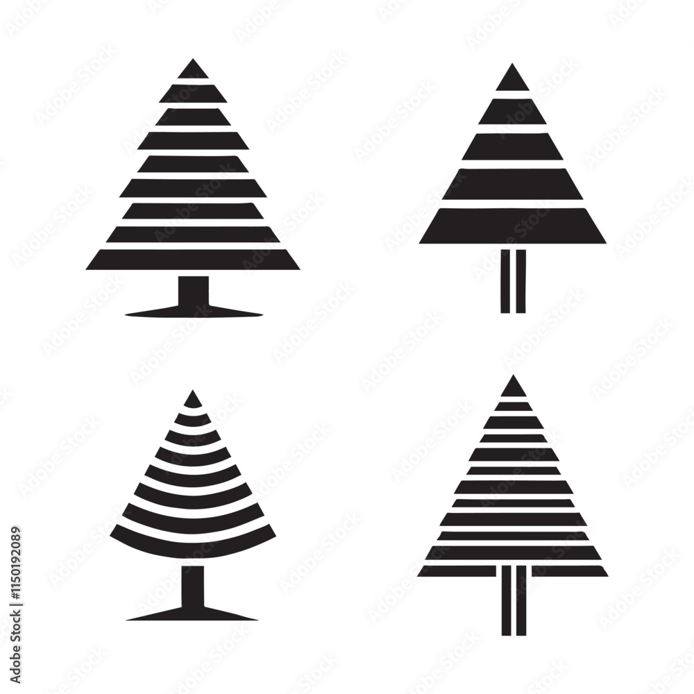 set of tree silhouettes on white background. Vector eps illustration editable icons. set of tree silhouettes on white background. Vector eps illustration editable icons.
