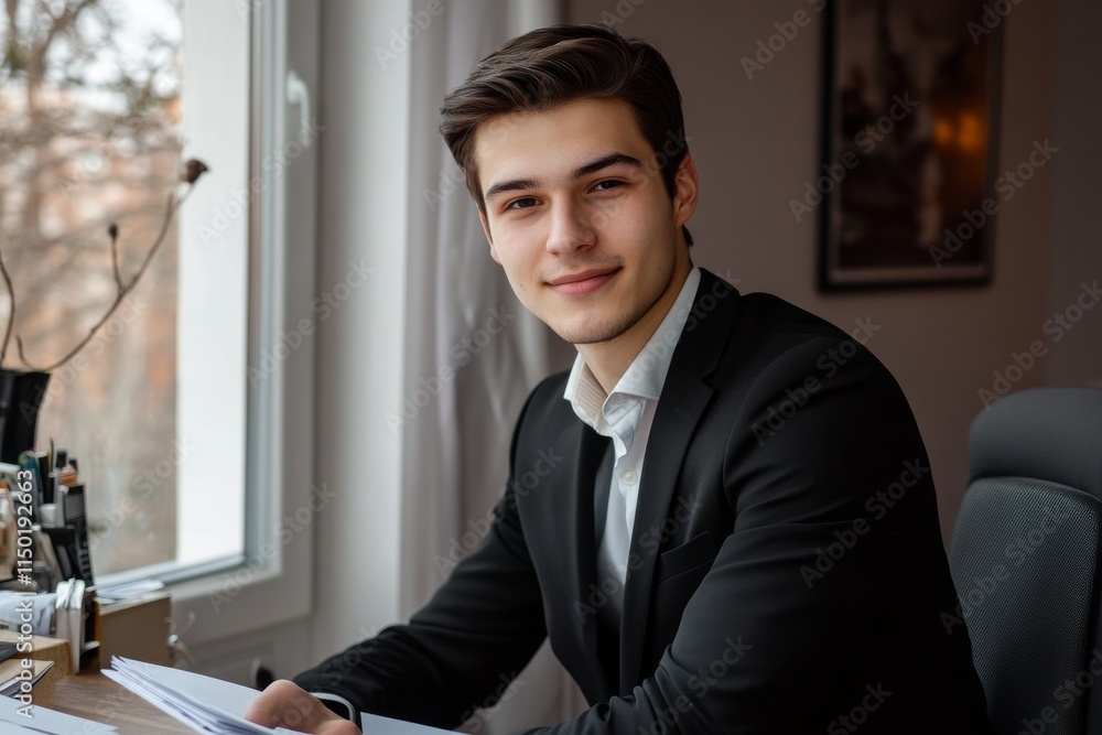 Portrait of a Confident Young Businessman at his Desk Portrait of a Confident Young Businessman at his Desk