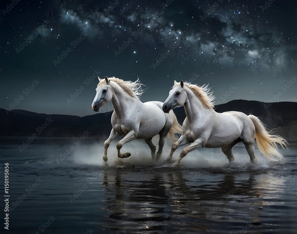 Fototapeta premium Horses in an ovean