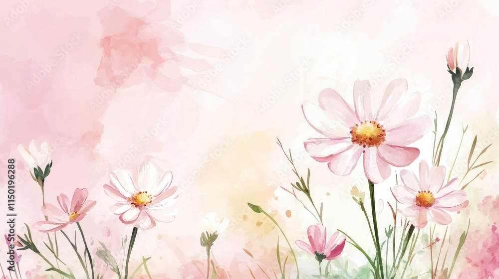 watercolour daisy flowers background banner watercolour daisy flowers background banner