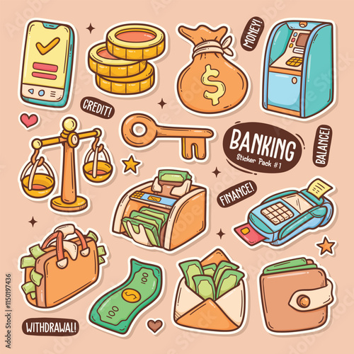 Hand-Drawn Banking Doodles with Financial Flair