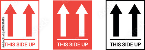 This side up flat icon with arrows. Editable Stroke. Vector illustration