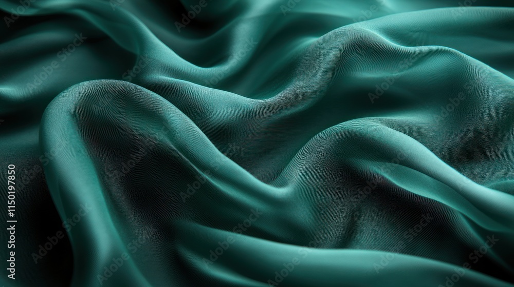 Obraz premium Teal fabric draped in soft waves.