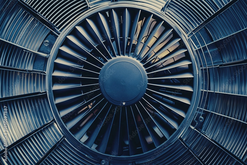 Naklejka premium Industrial Fan Blades Cooling System Metal Texture Engineering Design