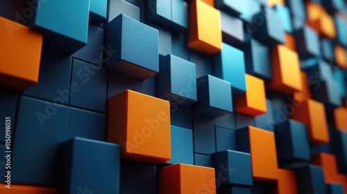 render of abstract cubes illustration of 3d netwo photo