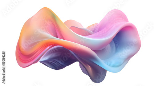 Abstract 3D gradient blob featuring pastel tones and soft, flowing geometric shapes Isolated on transparent background