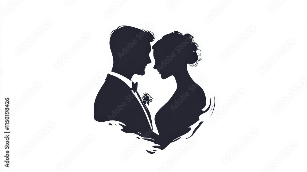 Illustration of couple's romantic embrace Illustration of couple's romantic embrace