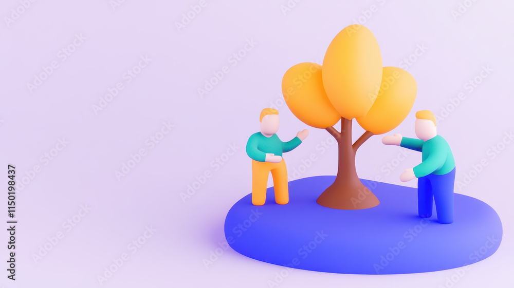 Planting tree symbolizes teamwork and environmental responsibility, showcasing two figures nurturing nature together Planting tree symbolizes teamwork and environmental responsibility, showcasing two figures nurturing nature together