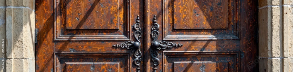 Weathered wooden door with intricate carvings , wood, rustic Weathered wooden door with intricate carvings , wood, rustic
