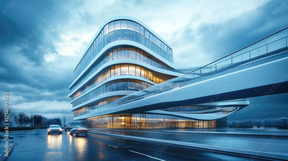 Obraz premium Innovative building design with virtual overlays