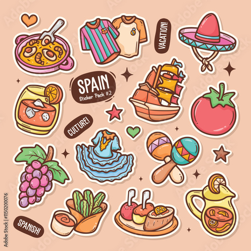 Hand-Drawn Doodles Celebrating Spanish Culture and Passion