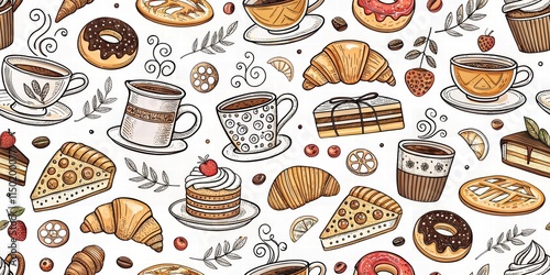 Wallpaper Mural seamless background with coffee and sweet. Torontodigital.ca