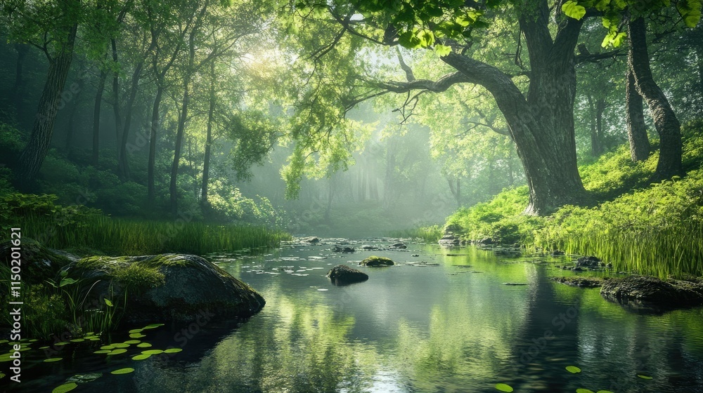 Obraz premium Lush greenery in tranquil