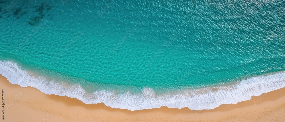Obraz premium Beach Waves Crashing Tropical Shoreline Aerial View Serene Environment s Beauty
