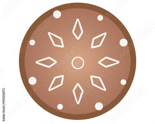 Round gingerbread cookies painted with icing - vector image. Patterned gingerbread cookies
