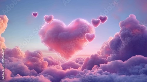 Dreamy pink heart-shaped clouds at sunset capturing love and imagination