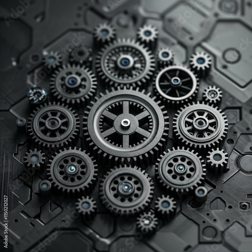 Wallpaper Mural Evolving Machine Shapes and Gears in Dynamic Arrangement Torontodigital.ca