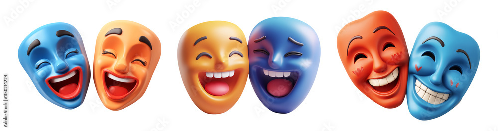Colorful Happy Faces on Transparent Background Colorful Happy Faces on Transparent Background