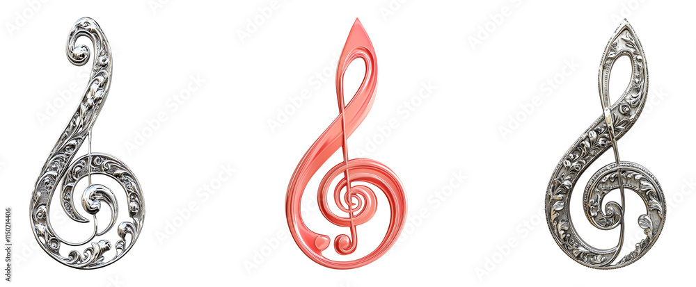 Elegant Musical Notes on Transparent Background Elegant Musical Notes on Transparent Background
