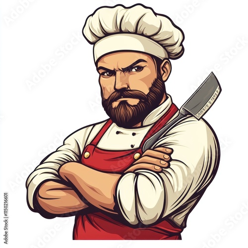 A Powerful Chef Portrait With A Sharp Knife photo