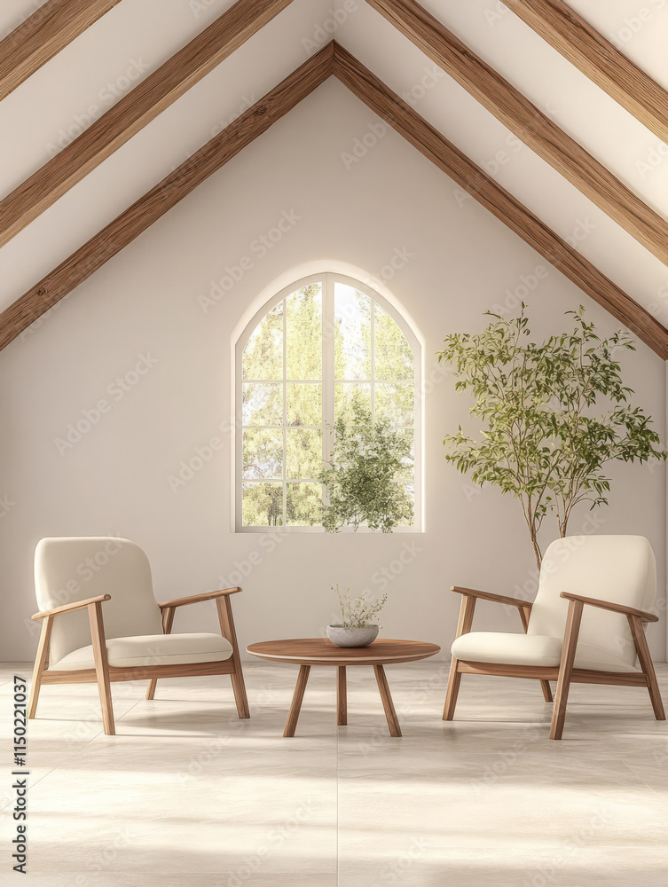 Fototapeta premium Cozy and modern interior design with natural light and minimalist furniture