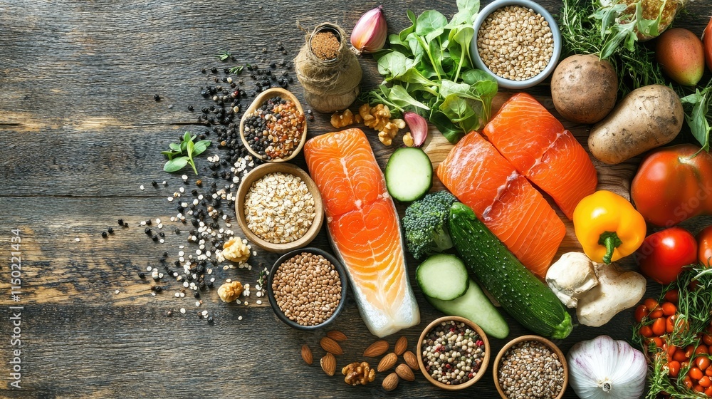 plate of food with lean proteins, whole grains, colorful vegetables plate of food with lean proteins, whole grains, colorful vegetables