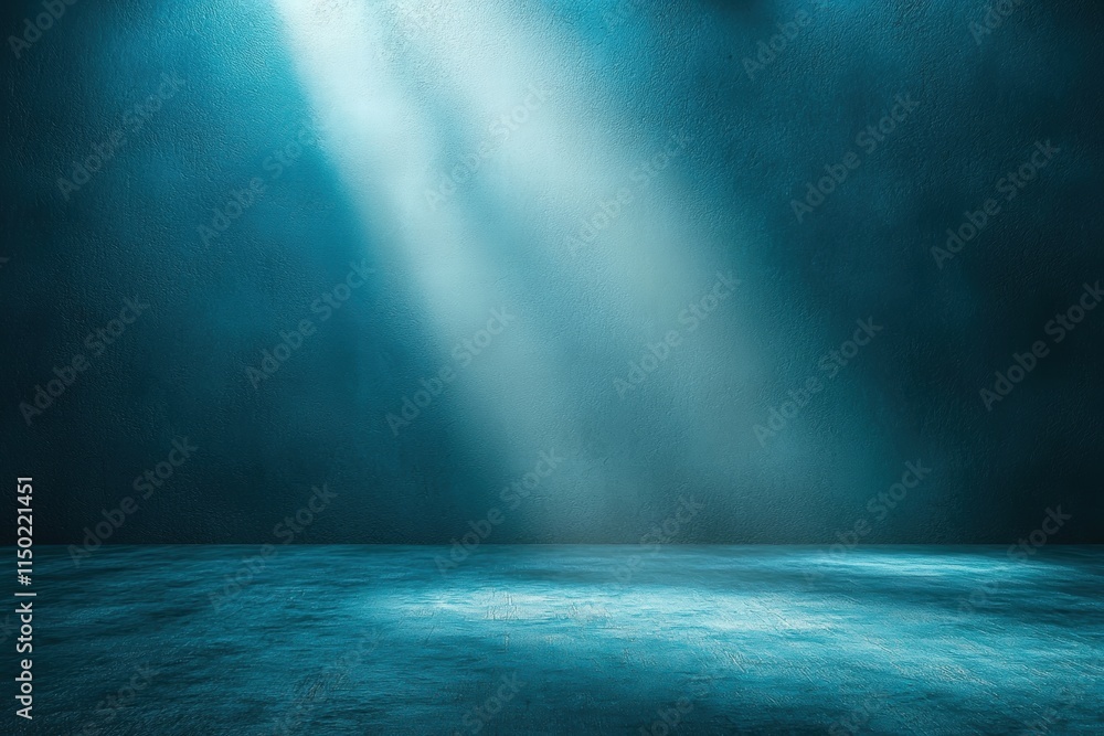 Fototapeta premium Teal Blue Studio Background with Light Beams