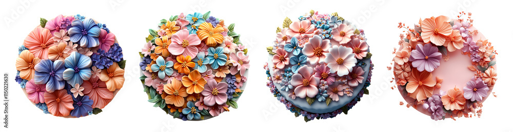 custom made wallpaper toronto digitalColorful Floral Decorations on Transparent Background