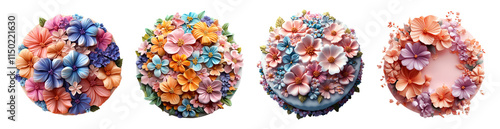 Wallpaper Mural Colorful Floral Decorations on Transparent Background Torontodigital.ca