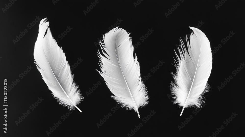 white feathers flying on a black background, white feathers flying on a black background,