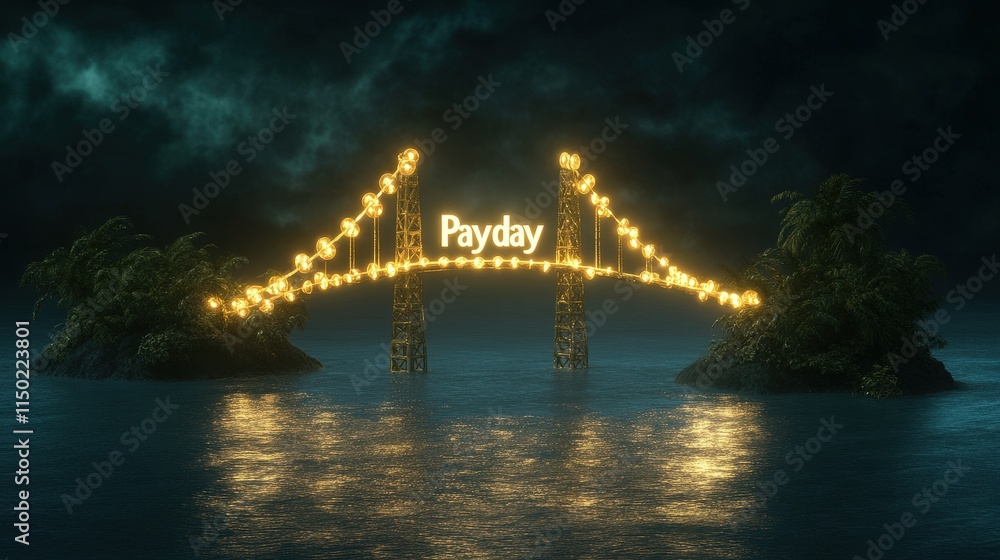 Fototapeta premium A glowing bridge with the word 
