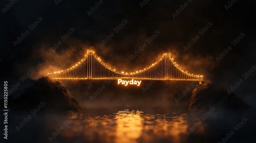 Fototapeta premium A glowing bridge illuminated with the word
