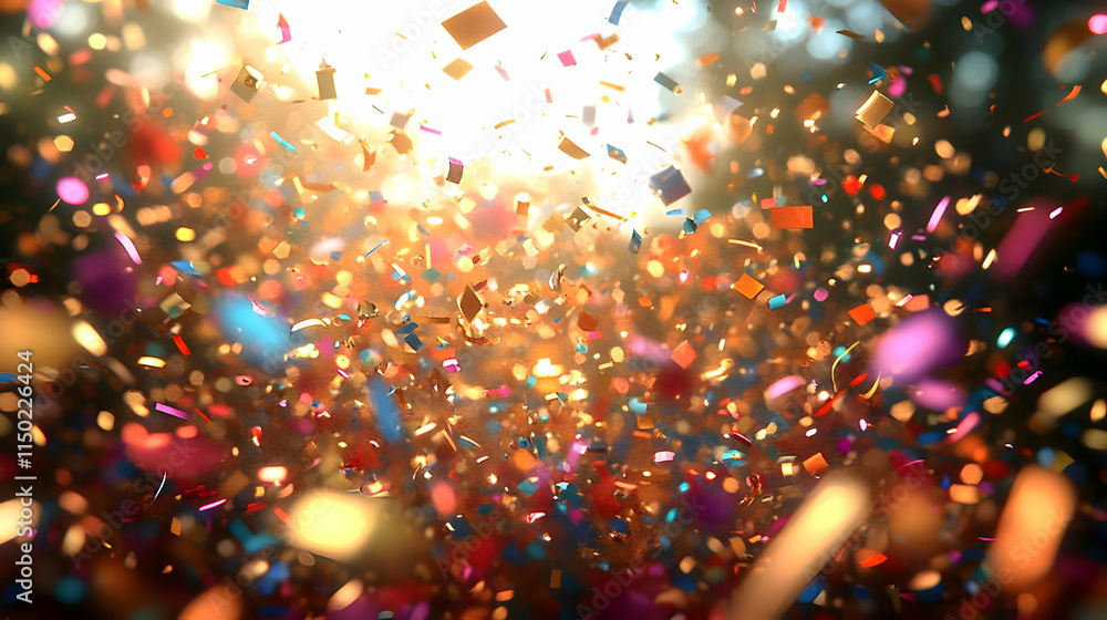 Captivating Bokeh Digital Art with Sparkling Lights and Confetti in Air Above Copy Space Captivating Bokeh Digital Art with Sparkling Lights and Confetti in Air Above Copy Space