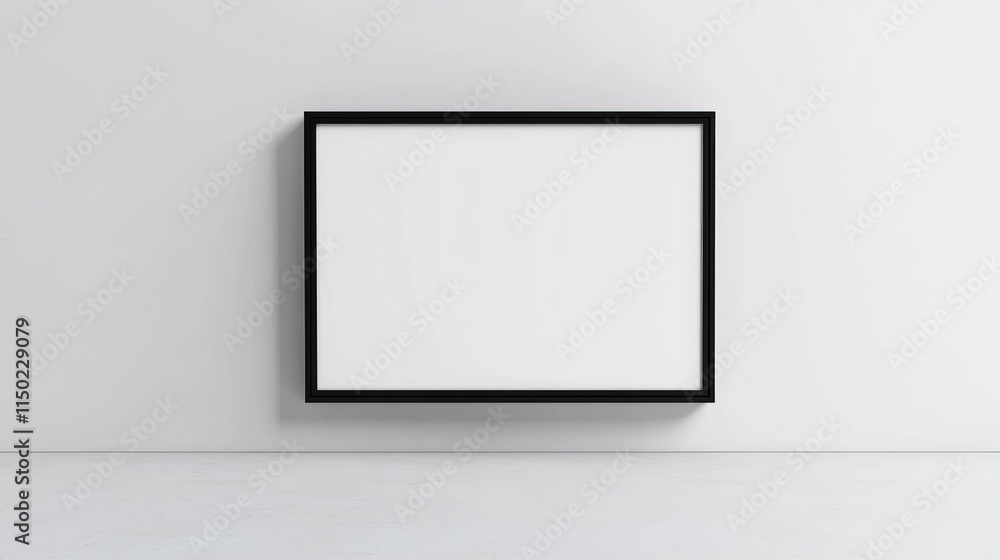 Black LED TV screen mockup with a blank display on a white wall background Black LED TV screen mockup with a blank display on a white wall background