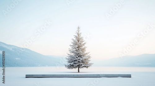 Solitary Snow-Covered Pine:...