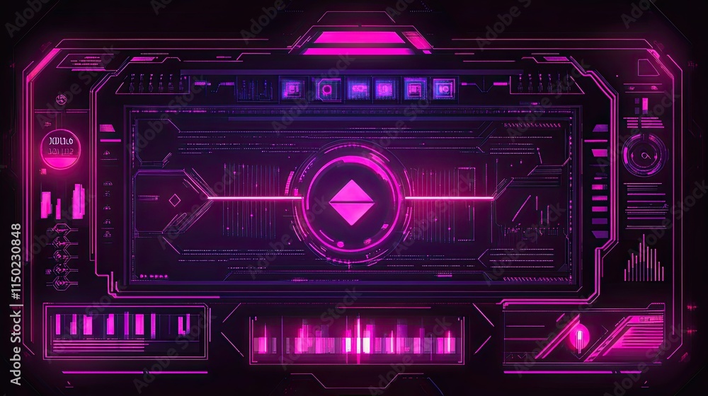 Synthwave-style digital screen with neon encryption symbols and security codes, blending technology and aesthetics. Synthwave-style digital screen with neon encryption symbols and security codes, blending technology and aesthetics.