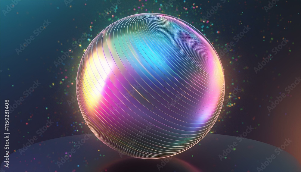 Generated image Abstract geometric 3d circle ball background. Holographic sparkle, reflection metallic float Generated image Abstract geometric 3d circle ball background. Holographic sparkle, reflection metallic float