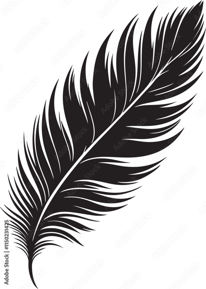 Detailed Black Feather Silhouette Vector Illustration Detailed Black Feather Silhouette Vector Illustration
